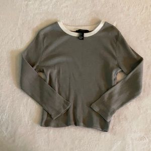 Waffle knit tight long sleeve crop top